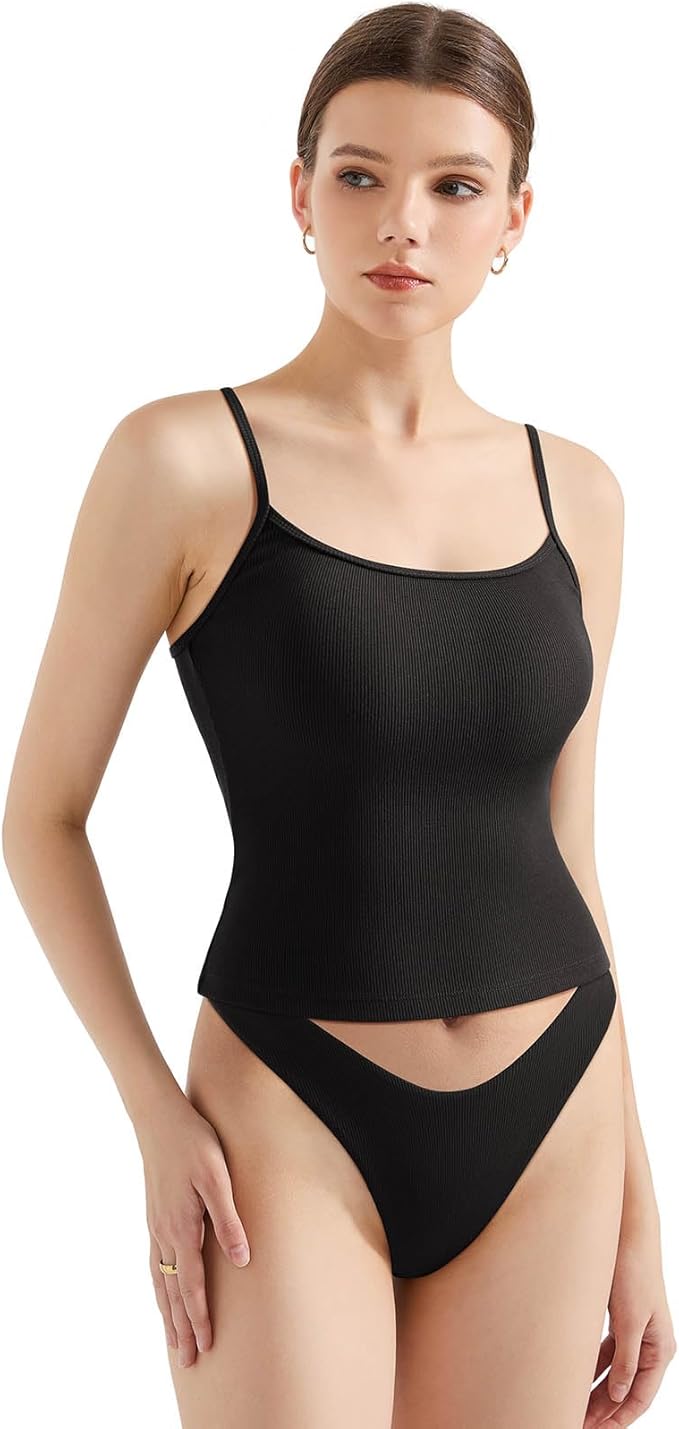 SUUKSESS Women Cotton Ribbed Going Out Camisole Top Y2k Spaghetti Strap Tank Top