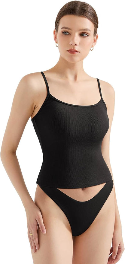 SUUKSESS Women Cotton Ribbed Going Out Camisole Top Y2k Spaghetti Strap Tank Top