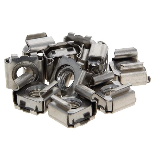 Aicosineg 10Pcs M8 Metric Thread 304 Stainless Steel 0.67" x 0.47" (WxT) Cage Nuts for Server Cabinet Rack Without Treatment Silver Tone