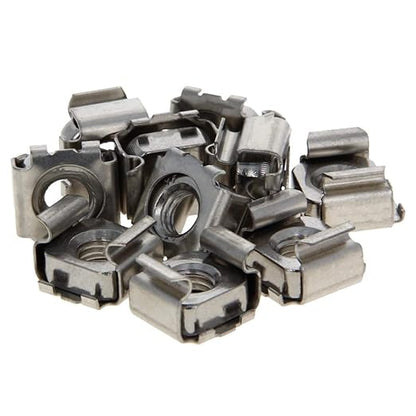 Aicosineg 10Pcs M8 Metric Thread 304 Stainless Steel 0.67" x 0.47" (WxT) Cage Nuts for Server Cabinet Rack Without Treatment Silver Tone