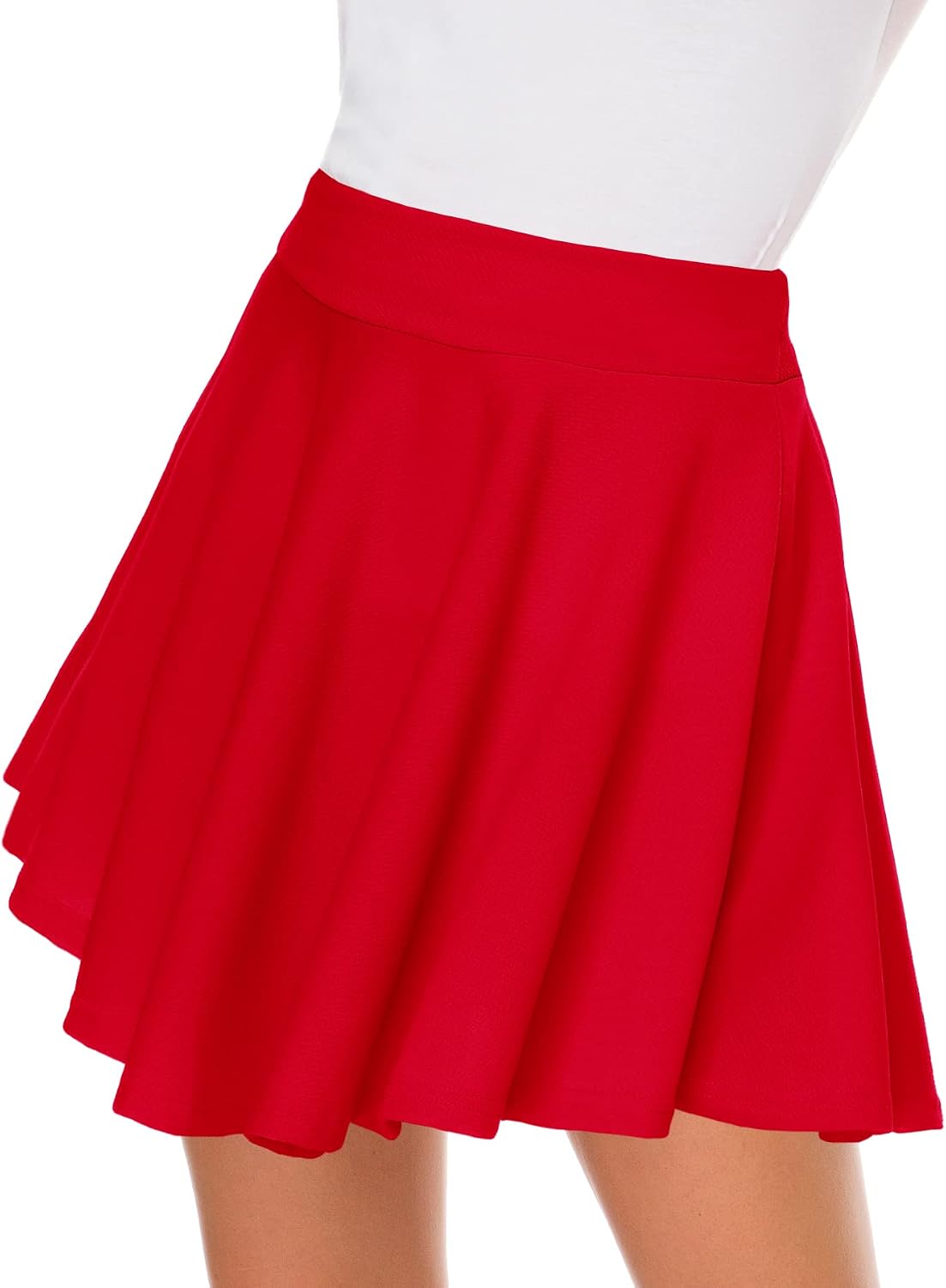 Afibi Casual Mini Stretch Waist Flared Plain Pleated Skater Skirt