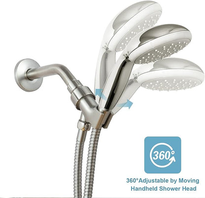 OFFO Shower Head Holder for Handheld Shower Head, Brushed Nickel Adjustable Shower Arm Mount for Connecting Shower Arm and Shower Hose, 12 Inch IPS Female Inlet and Male Outlet