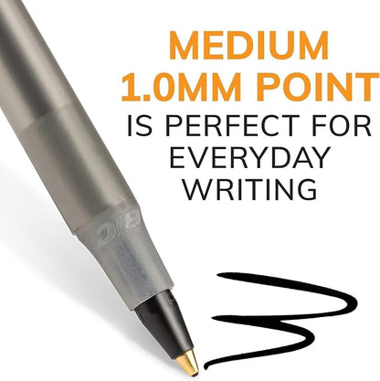BIC Round Stic Xtra Life Ballpoint Pens - Medium Point 1.0mm, Ultra Long Lasting and Consistent Ink Flow, Pack of 96 Black Pens