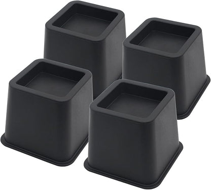 4 Pack Bed Risers 3 inch Furniture Risers, Heavy Duty Bed Lifts Risers for Table, Sofa, Chair, Couch, Desk, Bed Frame Risers Supports Up to 1,500 Lbs Black