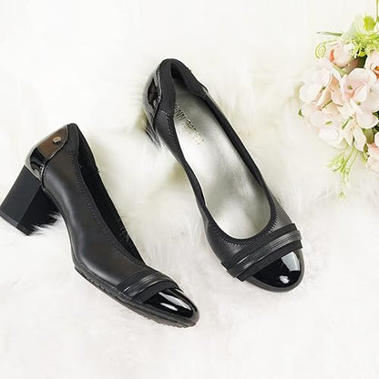 JENN ARDOR Womens Dress Pumps Ballet Chunky Heels for Women Round Toe Mid Square Block Heels Soft Slip On Pumps Shoes for Office Lady Dancer Wedding Shoes Youth 2inch