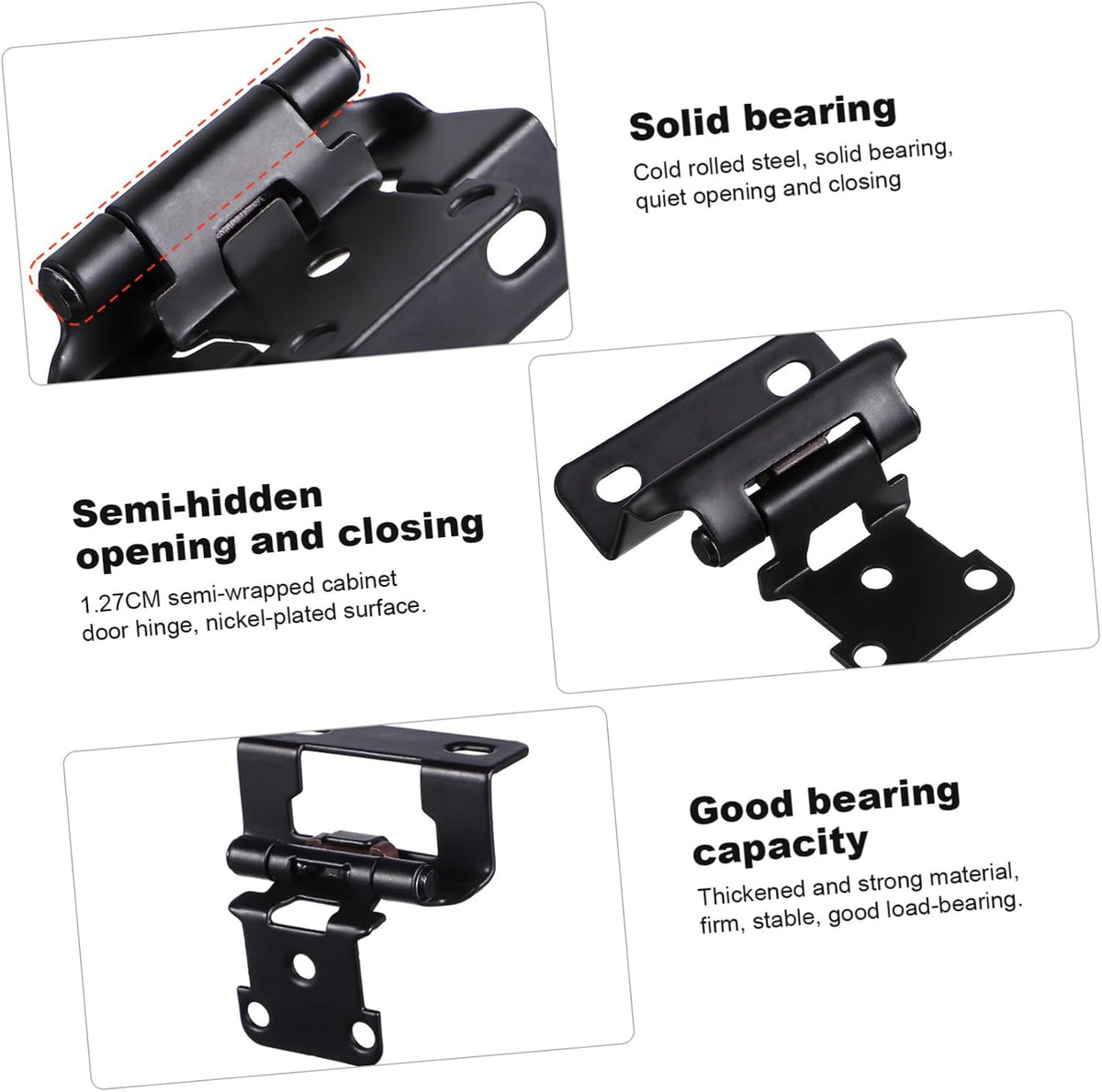 Mipcase 5sets Overlay Cabinet Hinges Soft Close Mechanism for Kitchen Doors Finish Easy to Install Screws Self-Closing Function Cold-Rolled Construction