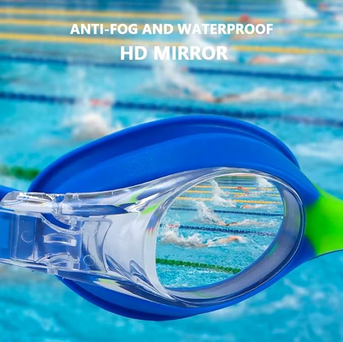 Diving Glasses Waterproof Soft Silicone Anti Fog Children Swimming Goggles With Nose Clip and Earplugs.