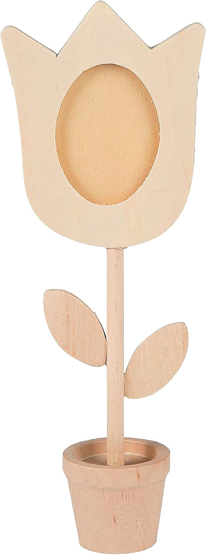 Fun Express Paintable Wooden Flower Photo Stands 6 12 to 7 inches, 12 pieces, ideal for Mother's Day, Spring, Easter, classroom and home crafts