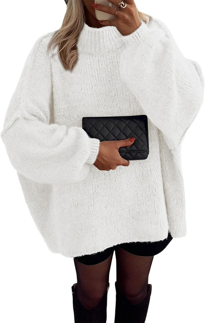 Fashion Womens Fall Fashion Oversized Sweaters Chunky Knit Mock Neck Long Sleeve Casual Trendy Pullover Winter Clothes 2025