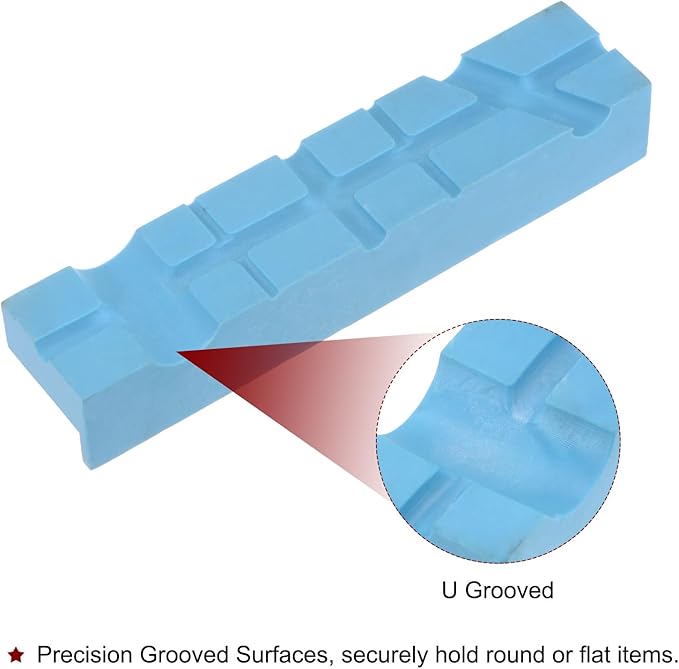HARFINGTON Magnetic Vise Jaws 6 Inch Magnet U-Grooves Soft Rubber Bench Jaw Pads Covers Multi-Purpose Protector for Woodworking Jewelry Making Plumbing, Blue