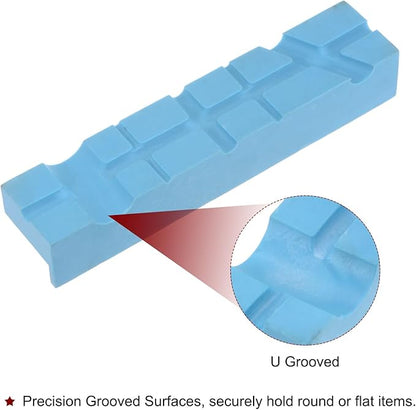 HARFINGTON Magnetic Vise Jaws 6 Inch Magnet U-Grooves Soft Rubber Bench Jaw Pads Covers Multi-Purpose Protector for Woodworking Jewelry Making Plumbing, Blue