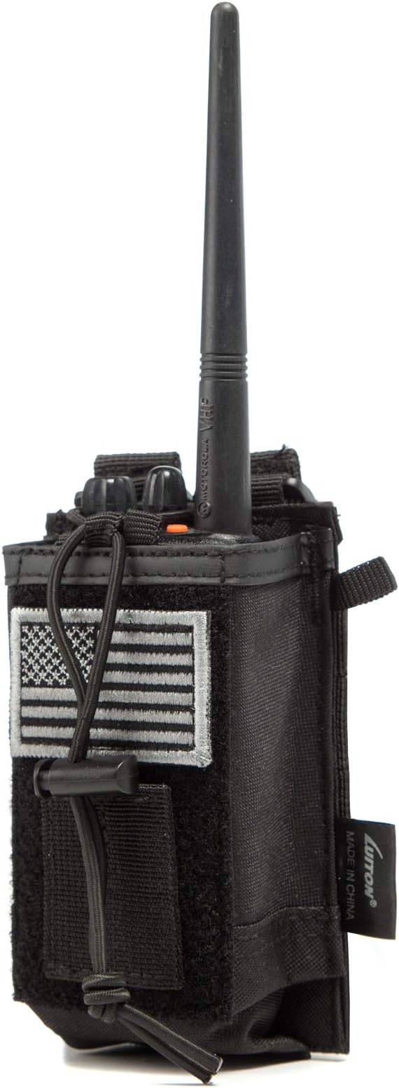 Tactical Molle Radio Holster Holder Case Military Heavy Duty Pouch Bag for Two Ways Walkie Talkies Adjustable Storage with 1 Pack Patch