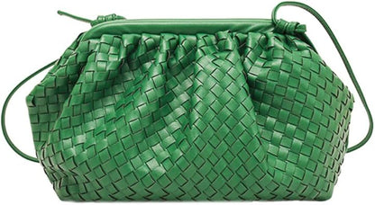 NOVAVOGE New woven clip button cloud bag women versatile trend simple texture shoulder messenger bag