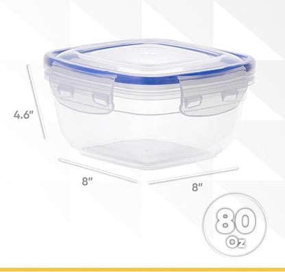 Superio Plastic Food Storage Containers with airtight Lid for Pantry, 2 Pack, Fridge- 80 Oz- BPA Free, Leakproof Sealed Container- Microwave, Dishwasher and Freezer Safe, Clear (Clear)