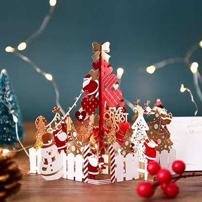 Christmas Tree Card, Greeting Cards, Hollow Bronzing Love Tree Blessing Card 3D Pop Up Card, Pop Up Christmas Cards,