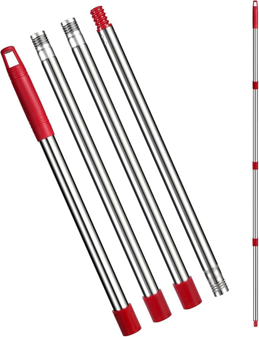 Spin Mop Replacement Handle - 4 Section Mop or Broom HandleStick Compatible with O Cedar Spin Mop Refills and Brooms, 30" to 59", American Threaded Joint End (Mop Head Not Included)