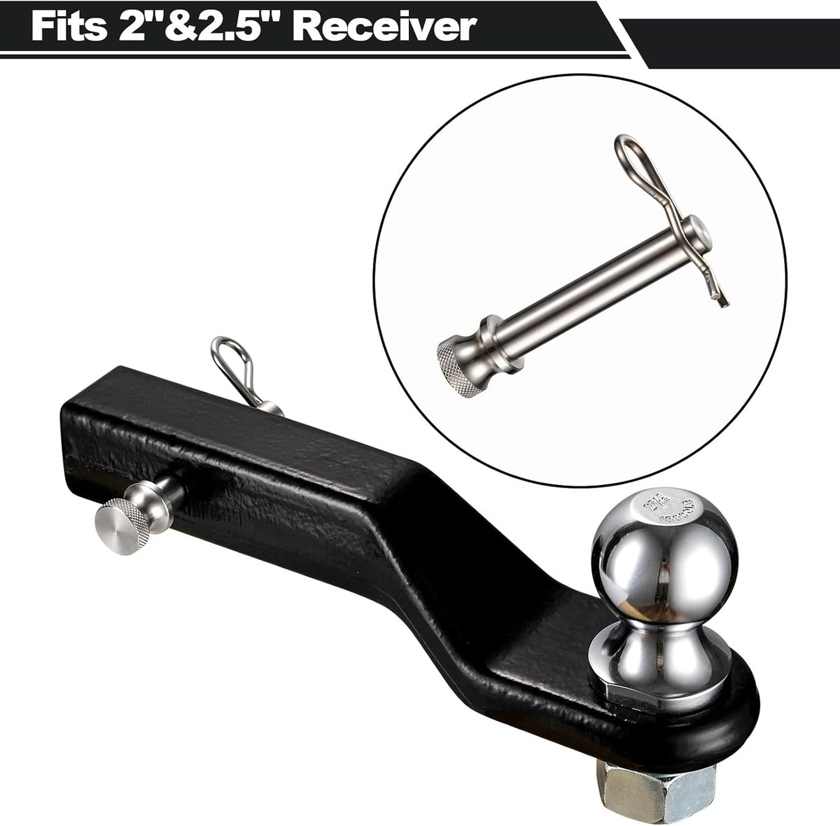 TOPSHINE Stainless Steel Trailer Hitch Pin and Clip, 5/8 Inch Diameter, Fits 2"&2.5" Receiver (1 Pack)