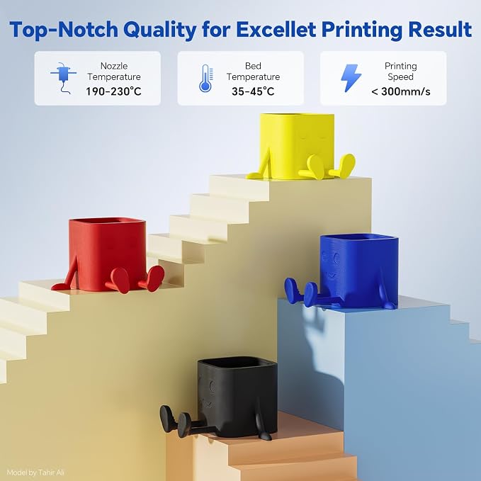 PLA PRO Filament 1.75mm, Stronger Toughness 3D Printer Filament, PLA Filament Dimensional Accuracy +/- 0.02 mm, Neatly Wound, Fits Most FDM 3D Printer, 1KG Black