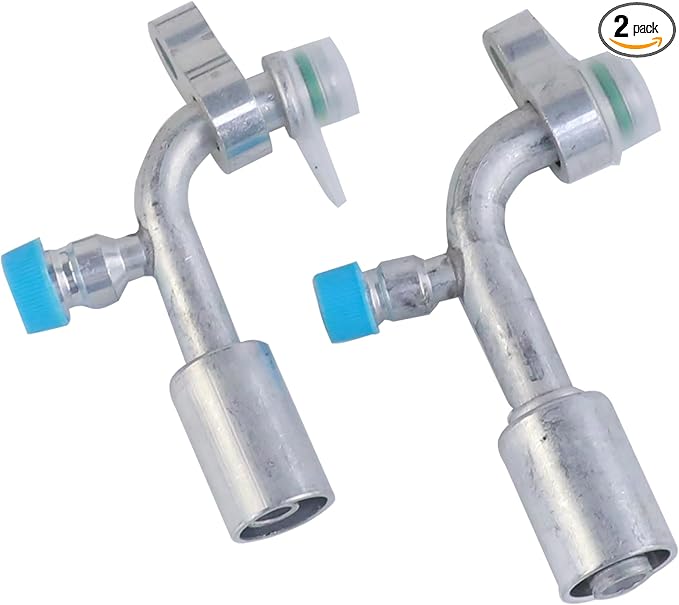 Air Conditioning AC Fitting Set 8 and 10 Female 90 Degree,suitable R134a, with moveable block