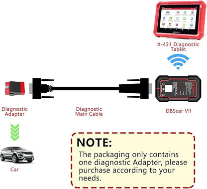 LAUNCH 100 Original Adapter for DBSCar VII and SmartLink C VCI Connector, DR15 Male to OBD2 16 Pin Male Replacement Connector Work with X431 CRP919EBT, PRO3 ACE, PRO 3S, PRO 5, PAD VII, PAD V