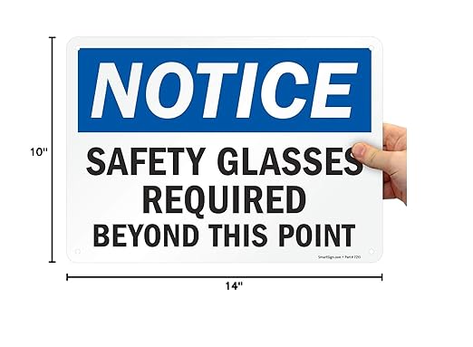 SmartSign-U9-1557-NP "Notice - Safety Glasses Required Beyond This Point" Sign | 10" x 14" Plastic