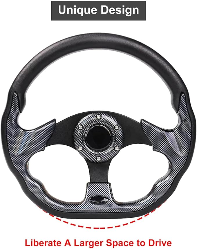 Golf Cart Club Car Steering Wheel, Fit EZGO TXT RXV, Club Car DS Precedent Tempo, Yamaha G2-G29 Most Golf Cart, Universal Golf Cart Steering Wheel, Ergonomic Design, D Shape Design