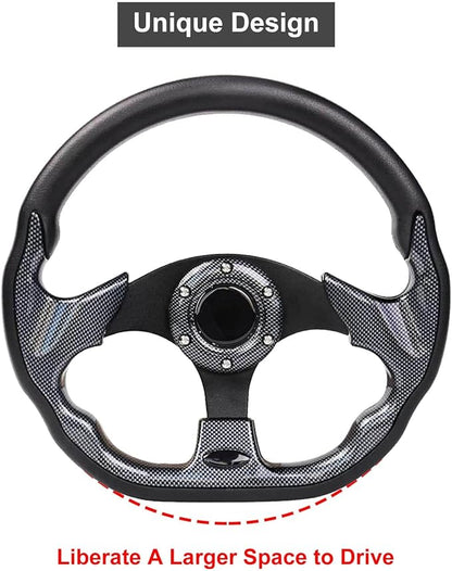 Golf Cart Club Car Steering Wheel, Fit EZGO TXT RXV, Club Car DS Precedent Tempo, Yamaha G2-G29 Most Golf Cart, Universal Golf Cart Steering Wheel, Ergonomic Design, D Shape Design