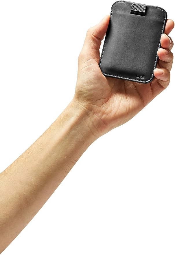 Distil Union Wally Sleeve - Slim minimalist wallet made of premium leather and credit card holder with RFID protection MagLock security, access with tab, Black -, Sleeve