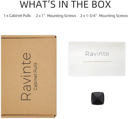 Ravinte 1 Pack Matte Black Kitchen Cabinet Square Knob Single Hole Cabinet Hardware for Dresser Drawer Cabinet Pulls Drawer Knobs Cabinet Knobs