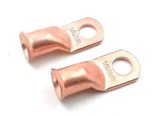 Cable Ends 10pcs 10 AWG-38- Battery Lugs, Heavy Duty Wire Lugs, Ring Terminals,4 Guage Terminals, UL Bare Copper Eyelets Electrical Battery Terminal Connectors