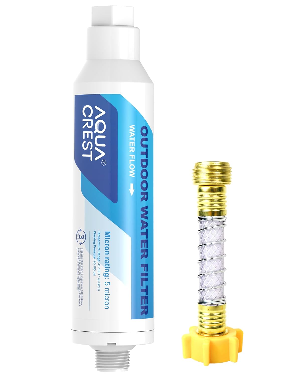 AQUA CREST Inline Water Filter, Dedicated for Car Washing, Yard Cleaning, Reduce Hard Water Spots, Soften Water, Upgraded Formula