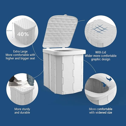 Portable Camping Toilet for Adults - Hapoon XL Portable Folding Toilet with Lid,Travel Portable Potty for Adults,Porta Potty Car Toilet