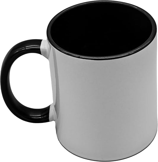 Sublimation Mugs 11 Oz, Black Inner  Handle - Premium Coffee Cups for Heat Press Projects - Versatile Coffee Mug Design Ideal for Personalized Creations, 1 Piece Set