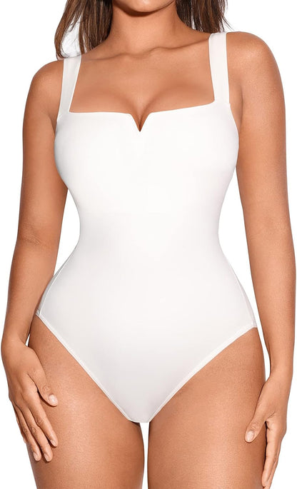 Square Neck Shapewear Bodysuit for Women Sleeveless Tummy Control Slimming Bodysuit Going Out Tank Tops