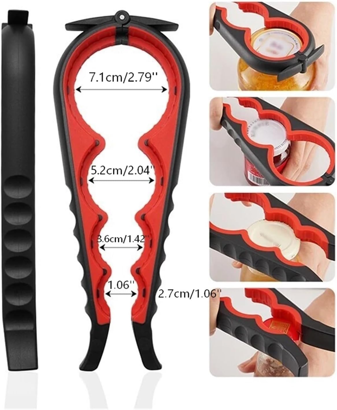 4-in-1 Multi-Functional Can Opener - Beverage Bottle Opener & Cap Twister with Anti-Slip Grip(Black)