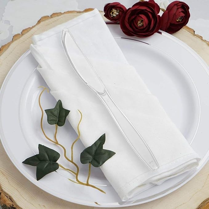 Kaya Clear Disposable Plastic Knives - 7.5" (Pack of 100) - BPA-Free, Recyclable, & Durable Catering Solution - Perfect for Parties, Catering & Everyday Use