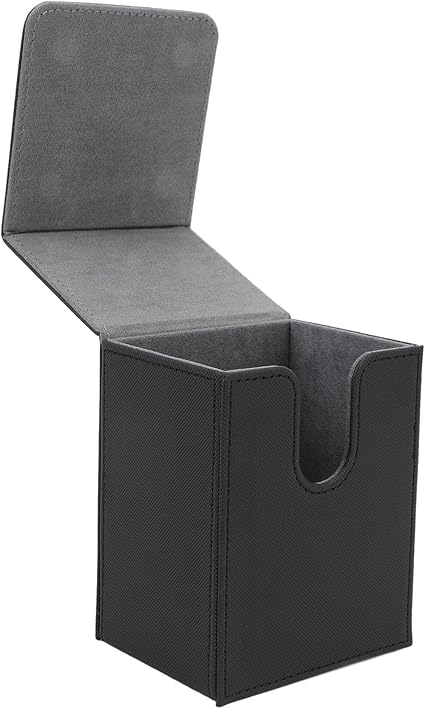 Card Deck Box PU Leather Multifunctional Portable Magnetic Closure Card Storage Box for More Than 100 Cards (Black and Grey)