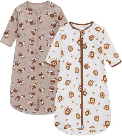 Miracle Baby Long Sleeve Sleep Sack 2-Pack, 100% Cotton Wearable Blanket Baby Sleeping Bag for Newborn Infant Toddle