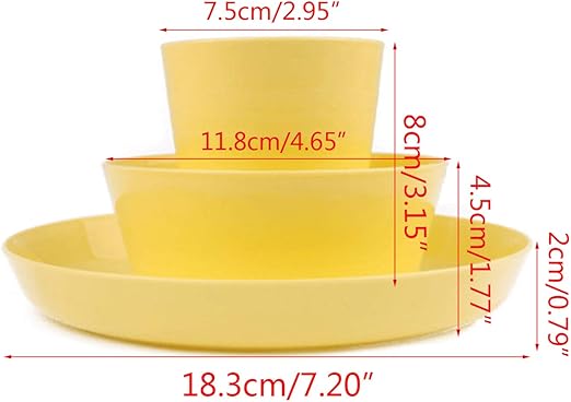 12 PCS Tableware Sets Dinner Plate Bowl Cup Sets Microwave Safe Unbreakable Reusable Tableware Material Plates Set