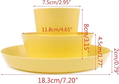 12 PCS Tableware Sets Dinner Plate Bowl Cup Sets Microwave Safe Unbreakable Reusable Tableware Material Plates Set