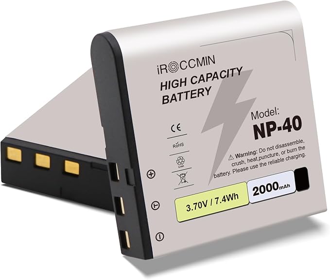 2Pcs NP-40 Battery,2000mAh for Casio Exilim EX-Z1050 EX-Z750, Kodak LB-060 AZ521 AZ361 AZ501 AZ522 AZ362 AZ526, HP D3500 SKL-60 V5060H V5061U SUN06 YCO6 Full HD Portable Camera