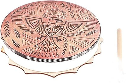 belupai 9.8in Shaman Drum with Drum Stick,Handmade Shaman Drum,Spiritual Instrument,Sound Healer Shaman Drum for Spiritual Music(2)