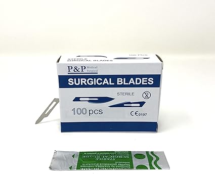 Disposable Surgical Scalpel Blades Sterile High Grade Carbon Steel 2.1 10xx Individually Foil Wrapped by PP MEDICAL SURGICAL Size 15 Box of 100