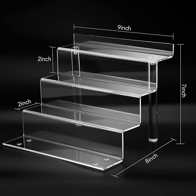 9 Inch Acrylic Shelf for Perfume Organizer, 4 Tier Funko POP Shelves, Cologne Organizer Tiered Riser Display Stand, Acrylic Display for Decoration