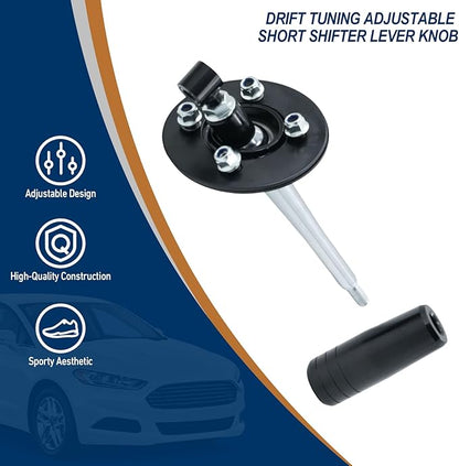 Drift Tuning Adjustable Short Shifter Lever Knob for BMW E30, E36, E39, Z3, E46, E34 - Fits 85-10 Models with Getrag or ZF Transmissions (Black) 178mm Handle -OE# SSNBBMW