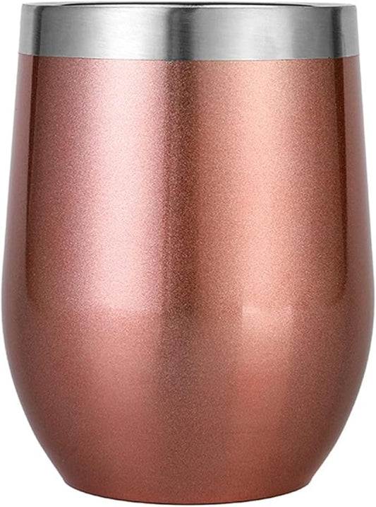 Leak-Proof Insulated Coffee mug 12oz Wine Tumblers , Stainless Steel Stemless Wine Glass with Lids and Straws, Double Wall Vacuum Insulated Tumbler Cup, Coffee Mug for Cold Hot Drinks Iced Tea Coffee