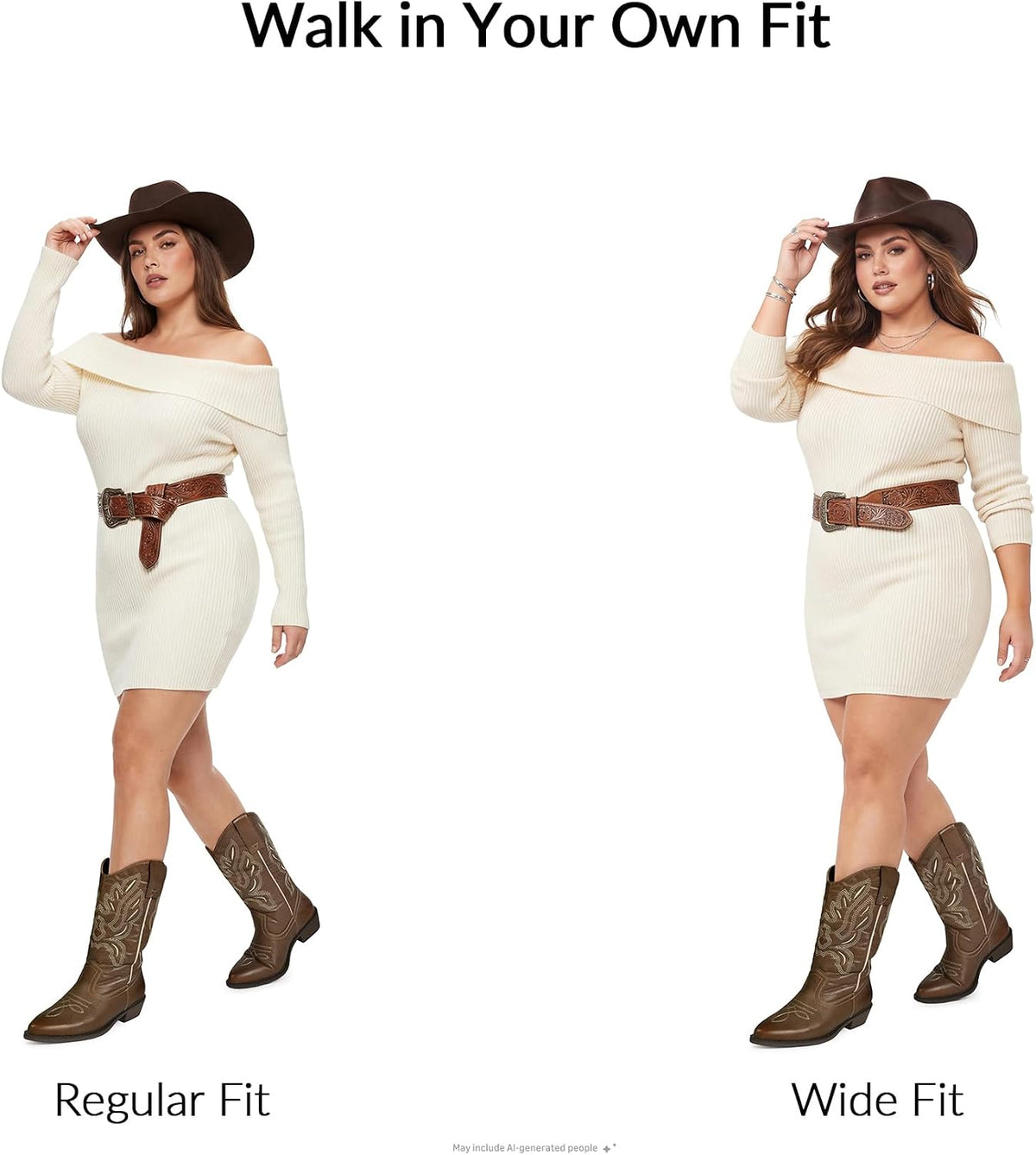 mysoft Cowboy Boots For Women - Western Cowgirl Boots Mid Calf Chunky Heel Booties Pointed Toe Country Shoes