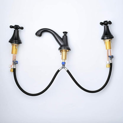 Replacement Part Quick Connect Hose for Bathtub Tub Filler Bathroom 3 Hole Sink Basin Vanity Widespread Double Handle Faucet Water Faucet Lock Faucet Supply Lines,Black