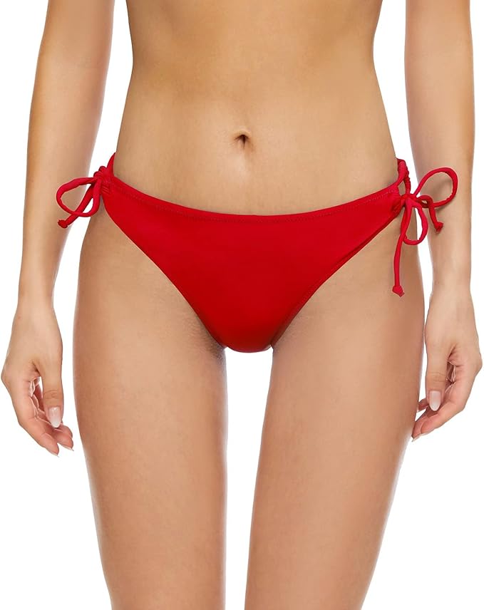 String Tie Side Full Coverage Bikini Bottoms Mid Rise Swim Bottom Adjustable side ties, non-see-through, comfortable mid-rise waist, perfect for beach, pool, summer
