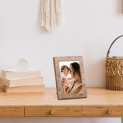 TOFOREVO Picture Frames 4x6 Set of 2 Rustic Wood Grain Photo Frame for Gallery Wall Mounting or Tabletop Display